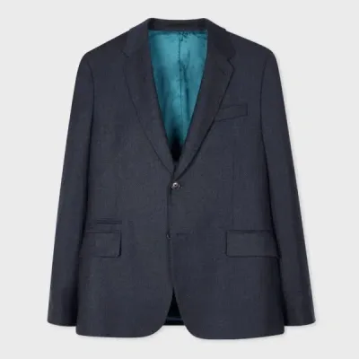 Paul Smith Tailored-fit Dark Blue Overdyed Wool-cashmere Flannel Blazer