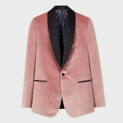 Paul Smith Tailored-fit Dusty Pink Velvet Evening Blazer