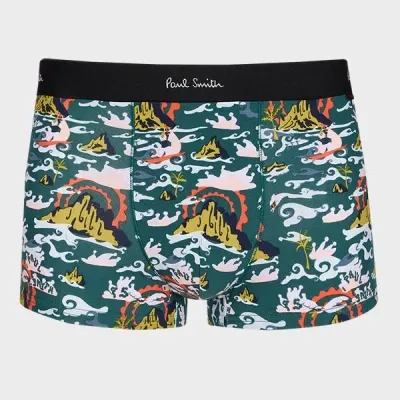 Paul Smith Men's Organic Cotton Pop Island Boxer Briefs In Green