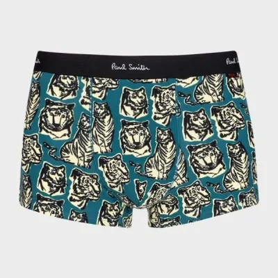 Paul Smith Teal 'tiger' Print Boxer Briefs Green