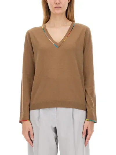 Paul Smith V-neck Sweater In Beige