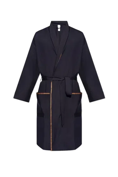 Paul Smith Waist Tied Dressing Gown In Blue