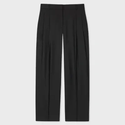 Paul Smith Women's 'a Suit To Travel In' Black Wool Twill Pleated Trousers