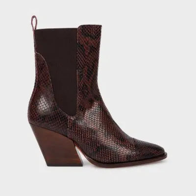 Paul Smith Women's Brown Leather 'topaz' Snake-embossed Boots