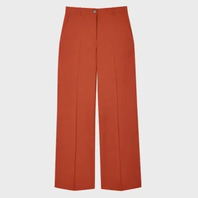 Paul Smith Women's Terracotta Overdyed Wool Wide Leg Trousers Orange