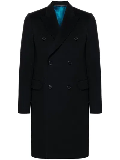 Paul Smith Wool And Cashmere Double-breasted Coat In Black