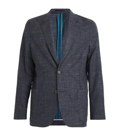 Paul Smith Wool-blend Check Blazer In Blue