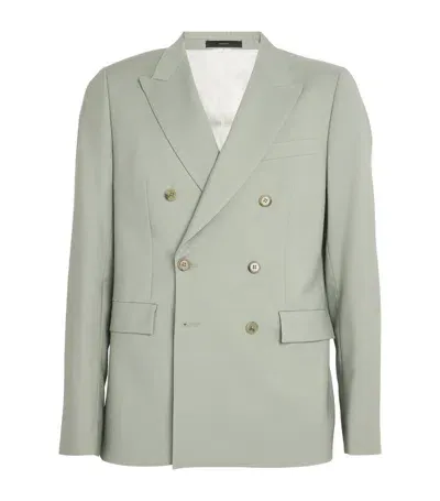 Paul Smith Wool-mohair Double-breasted Blazer In Green