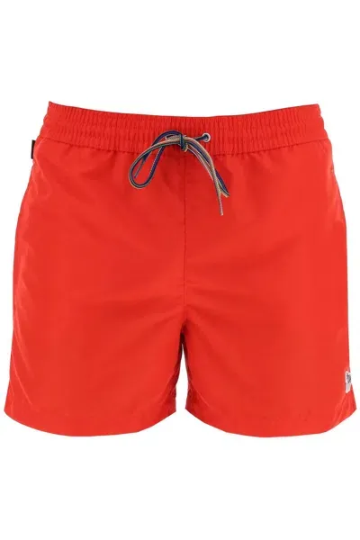 Paul Smith Zebra Print Sea Boxer In Red