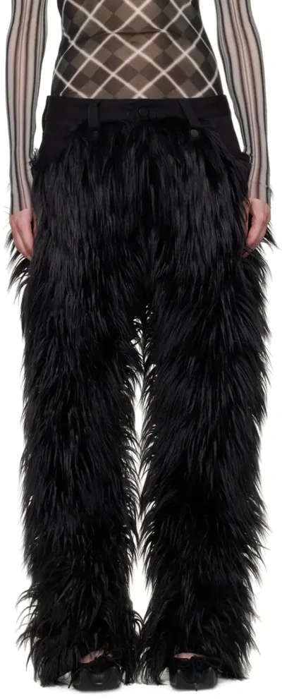 Paula Canovas Del Vas Black Faux-fur Jeans