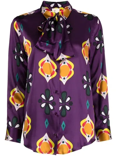 Paula Graphic-print Long-sleeved Shirt In Purple