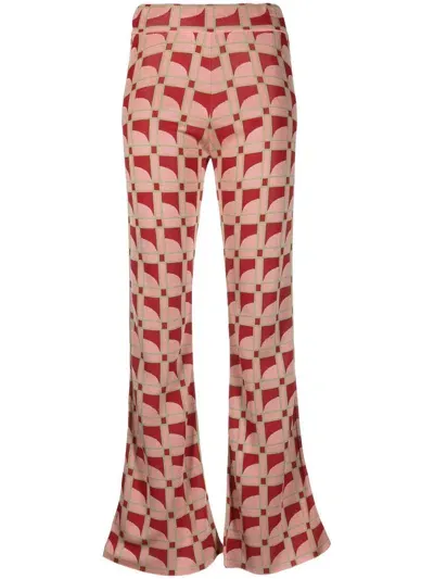 Paula Moonstone Flared Jacquard Trousers In Pink