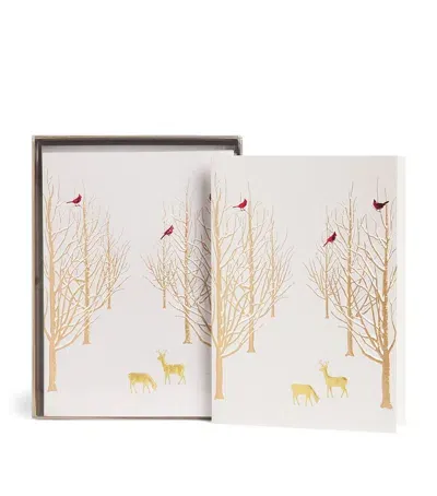 Paula Skene Snowy Forest Christmas Cards In Gold