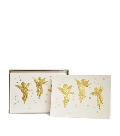 Paula Skene Three Angels Christmas Cards In Gold