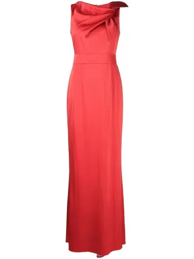 Paule Ka Asymmetric Knot Draped Gown In Red