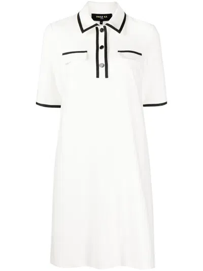 Paule Ka Contrasting-trim Cotton-blend Shirtdress In White