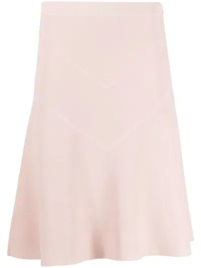 Paule Ka Chevron Seamed Knit Skirt In Beige