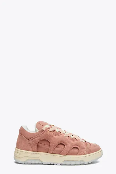 Paura Santha 1 Suede Antique Pink Suede Low Sneaker In Brown