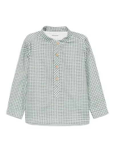 Paz Rodriguez Babies' Gingham-check Shirt In Green