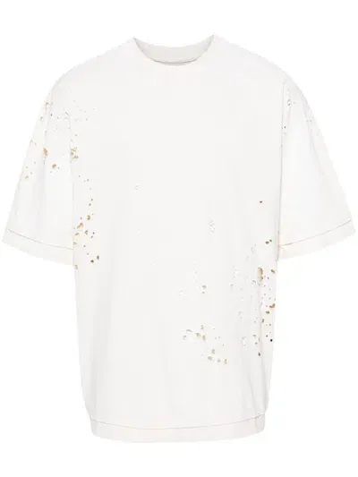 Pdf Ripped Cotton T-shirt In Neutrals