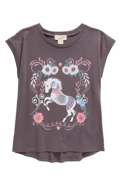 Peek Aren't You Curious Kids' Free Spirit Cotton Graphic T-shirt In Charcoal