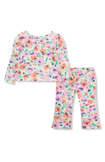 Peek Essentials Babies'  Floral Cotton Top & Flare Pants Set In Floral Print