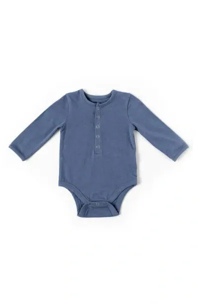 Pehr Kids' Essential Long Sleeve Organic Cotton Bodysuit In Fountain Blue