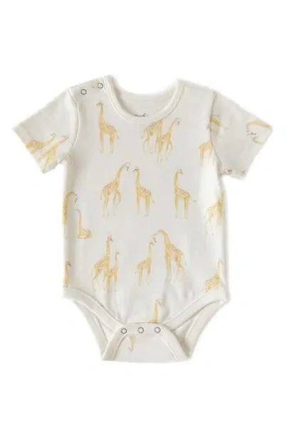 Pehr Babies'  Follow Me Organic Cotton Bodysuit In Ivory/marigold