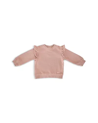 Pehr Girls' French Terry Ruffle Sweatshirt - Baby In Soft Peony