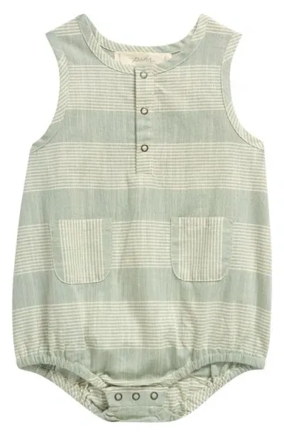 Pehr Babies'  Stripe Organic Cotton Pocket Romper In Lagoon