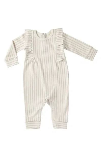 Pehr Babies' Stripe Ruffled Organic Cotton Romper In Pink