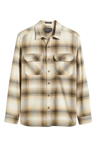 Pendleton Burnside Plaid Cotton Button-up Shirt In Brown/khaki/cream Plaid