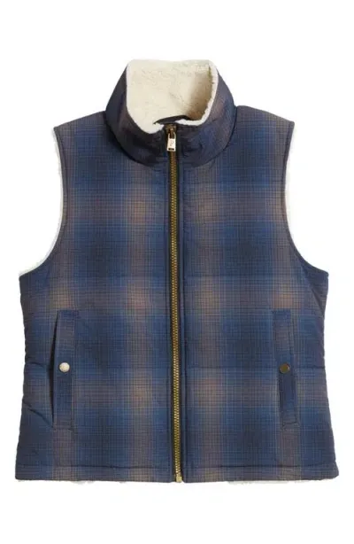 Pendleton Hemlock Plaid Quilted Vest In Blue Tan Ombre