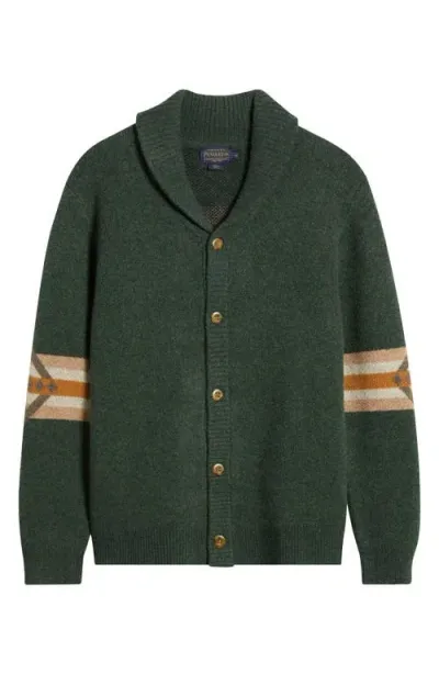 Pendleton Nehalem Lambswool Cardigan In Nehalem Forest Green