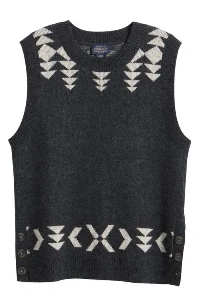 Pendleton Relaxed Wool Sweater Vest In Black/irish Cream