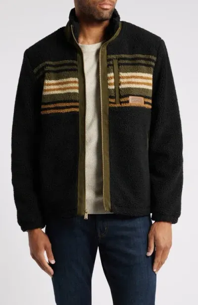 Pendleton Tahuya Berber Fleece Jacket In Olive Bronze Stripe