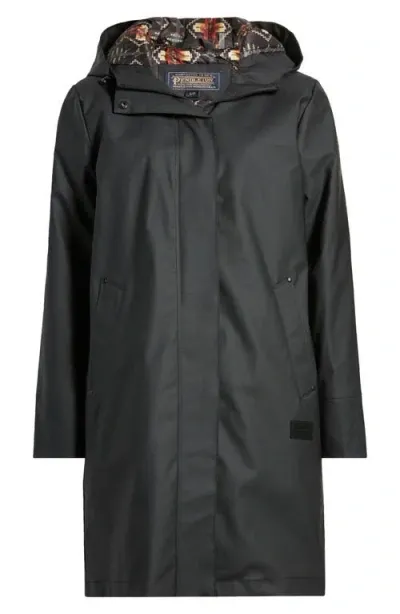 Pendleton Victoria Hooded Raincoat In Black