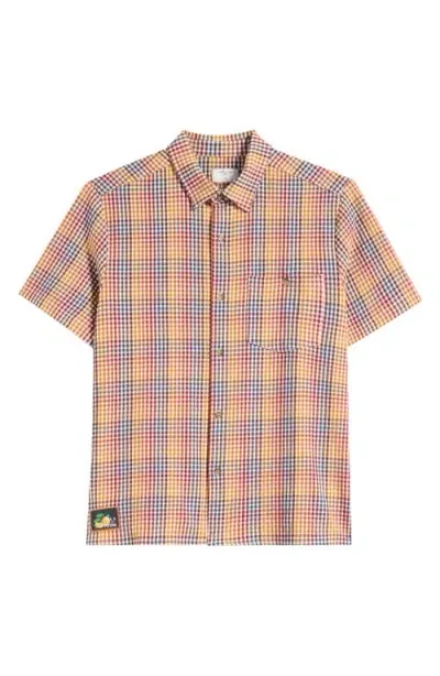 Percival Agora Clerk Plaid Button-up Shirt In Orange Multi Check