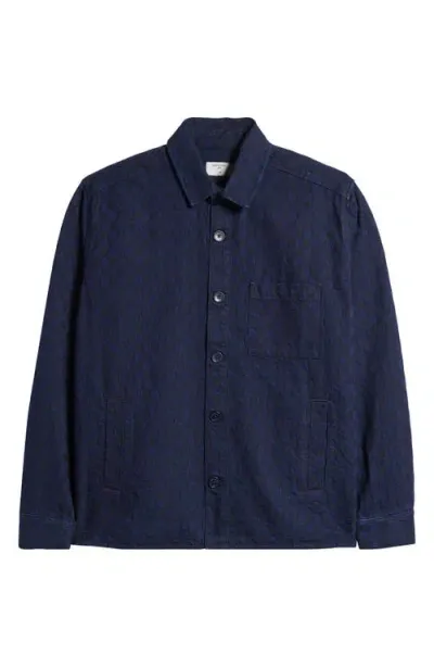 Percival Checkerboard Denim Button-up Shirt In Navy/black