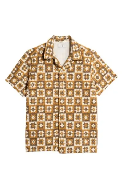 Percival Crochet Poplin Camp Shirt In Sand