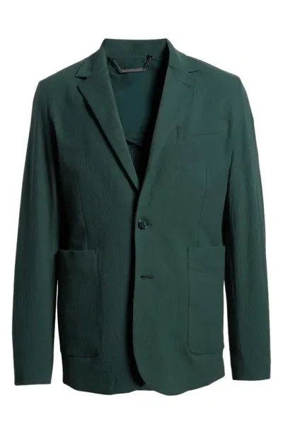 Percival Tailored Stretch Cotton Seersucker Sport Coat In Forest