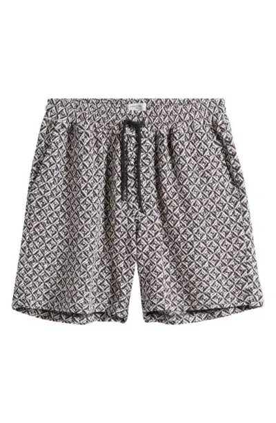 Percival Viscount Geo Jacquard Knit Drawstring Shorts In Ecru Multi