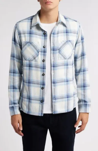 Peregrine Blunt Plaid Cotton Overshirt In Blue Check