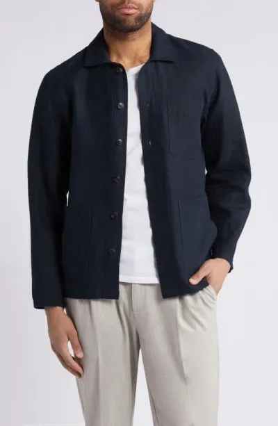 Peregrine Grange Regular Fit Linen Shacket In Navy