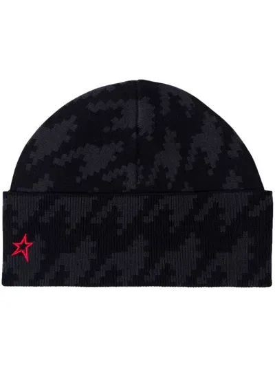 Perfect Moment Houndstooth Beanie In Black