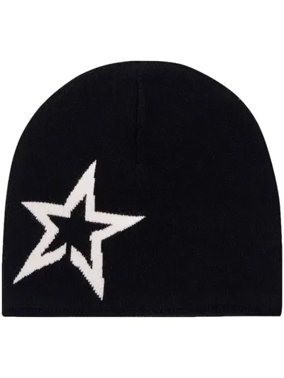 Perfect Moment Intarsia-star Beanie In Black