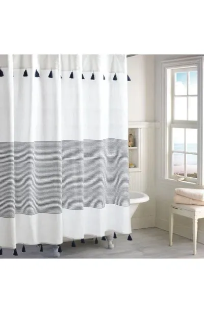 Peri Home Panama Stripe Shower Curtain In Navy