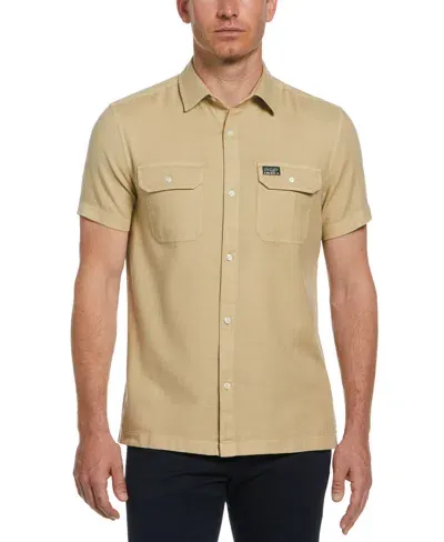 Perry Ellis America Men's Cotton Slub Twill Shirt In Twill,beige