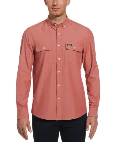 Perry Ellis America Men's Cotton Washed Oxford Shirt In Garnet Rose,pink