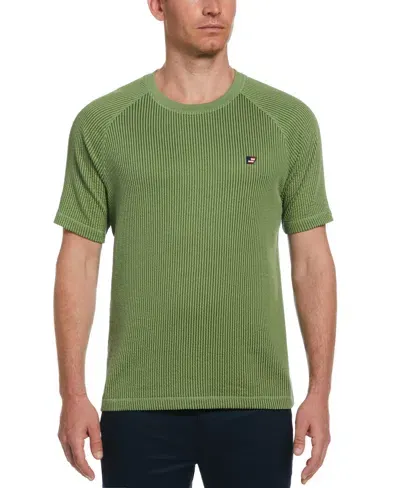 Perry Ellis America Men's Crew Neck Seersucker Knit Tee Shirt In Dill,green